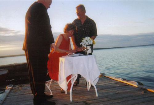 The first wedding on our dock Manitoulin Island Ontario, Ca. near the town of Kagawong